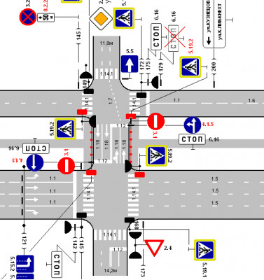 Разработку схем размещения опор дорожных знаков