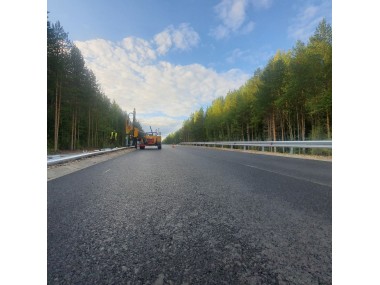 Устройство металлического барьерного ограждения на объекте: «Автомобильная дорога Киров - Котлас - Архангельск с подъездами: к пгт. Опарино, к пос. Альмеж, к пос. Скрябино, участок Вазюк - Опарино в Кировской области» 64